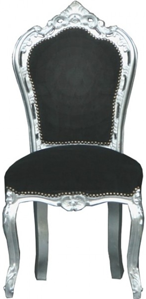 Casa Padrino Barock Esszimmer Stuhl Schwarz / Silber - Möbel Bild 1