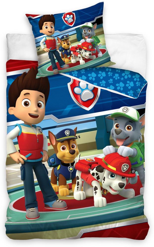 Paw Patrol Wende Bettwäsche Set 2 tlg. 135x200cm 80x80cm Bild 1