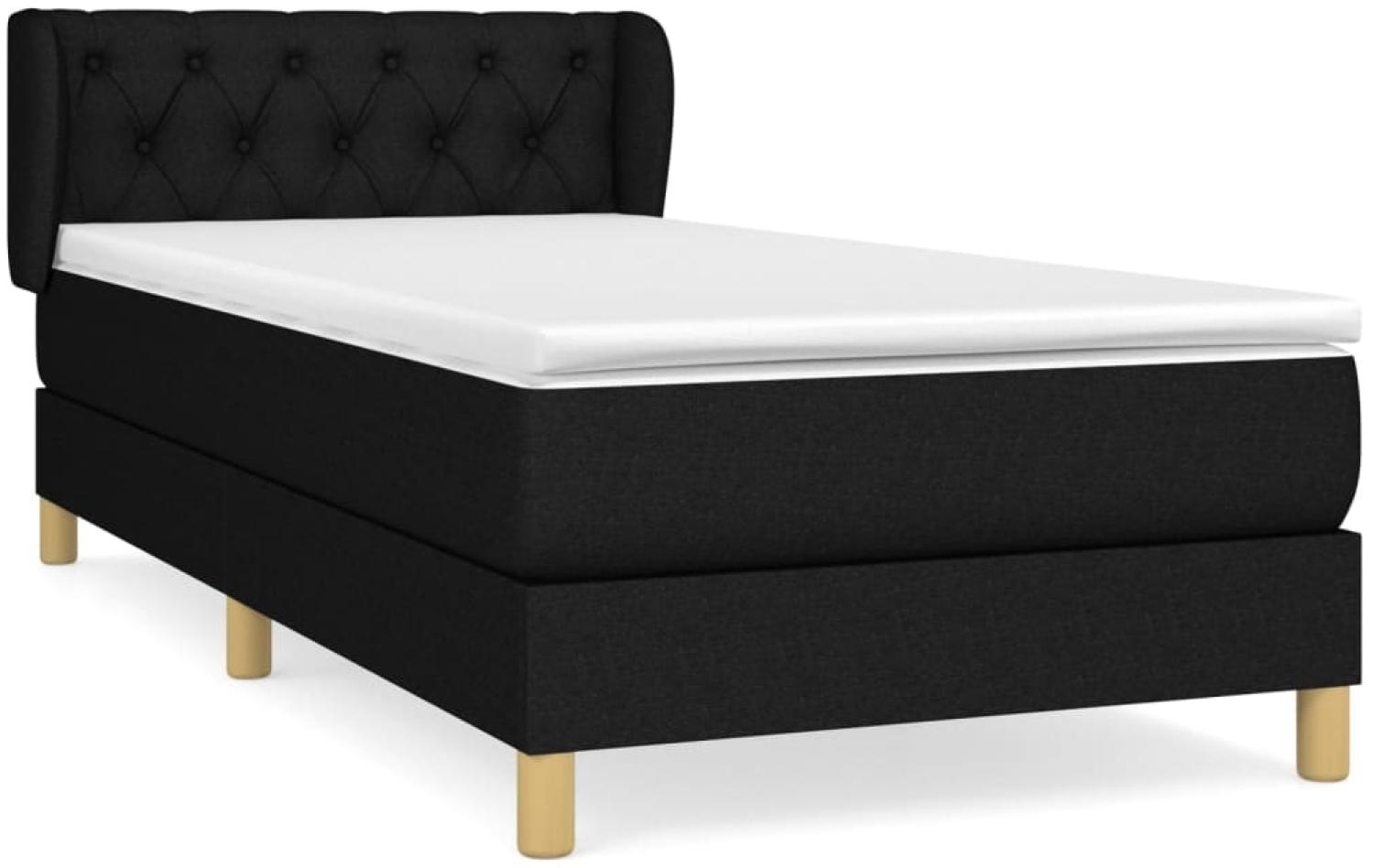 Einzelbett, Polsterbett mit Matratze Stoff Schwarz 80x200 cm, Härtegrad: H2 [3126999] Bild 1