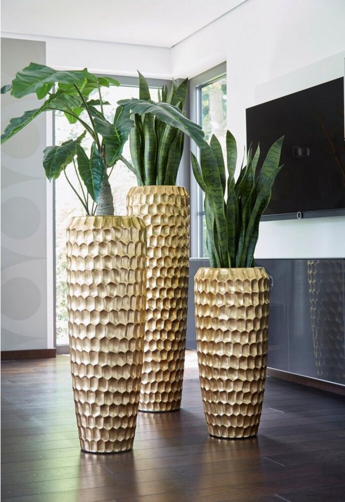 Flingora Bodenvase Celice, mit Einsatz - Fiberglas - Indoor & Outdoor - Gold - Höhe 75 cm Bild 1