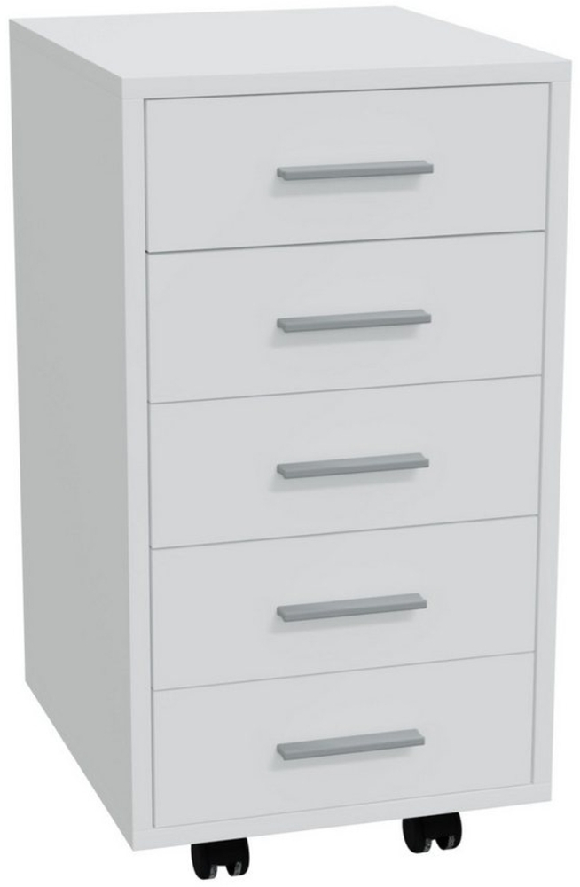 HAGO Toilettenpapierhalter Bürocontainer Büroschrank Aktenschrank Rollschrank 5 Schubladen Alumin Bild 1