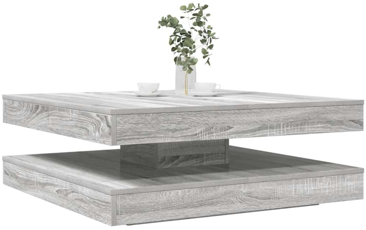 vidaXL Couchtisch 360-Grad Drehbar Grau Sonoma 90x90x34,5 cm 3321356 Bild 1