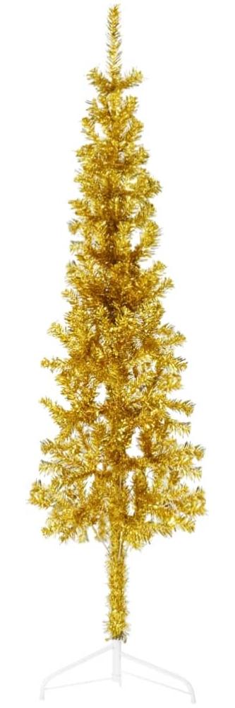 vidaXL Künstlicher Halb-Weihnachtsbaum mit Ständer Schlank Gold 150 cm 344590 Bild 1