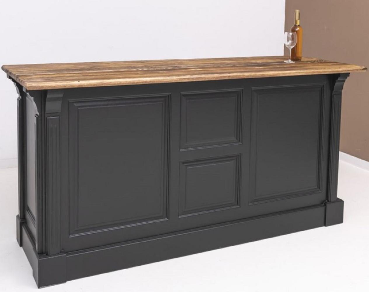 Casa Padrino Landhausstil Bar Theke Schwarz / Braun 191 x 68 x H. 95 cm - Massivholz Thekentisch - Bartisch - Massivholz Bar Möbel im Landhausstil Bild 1