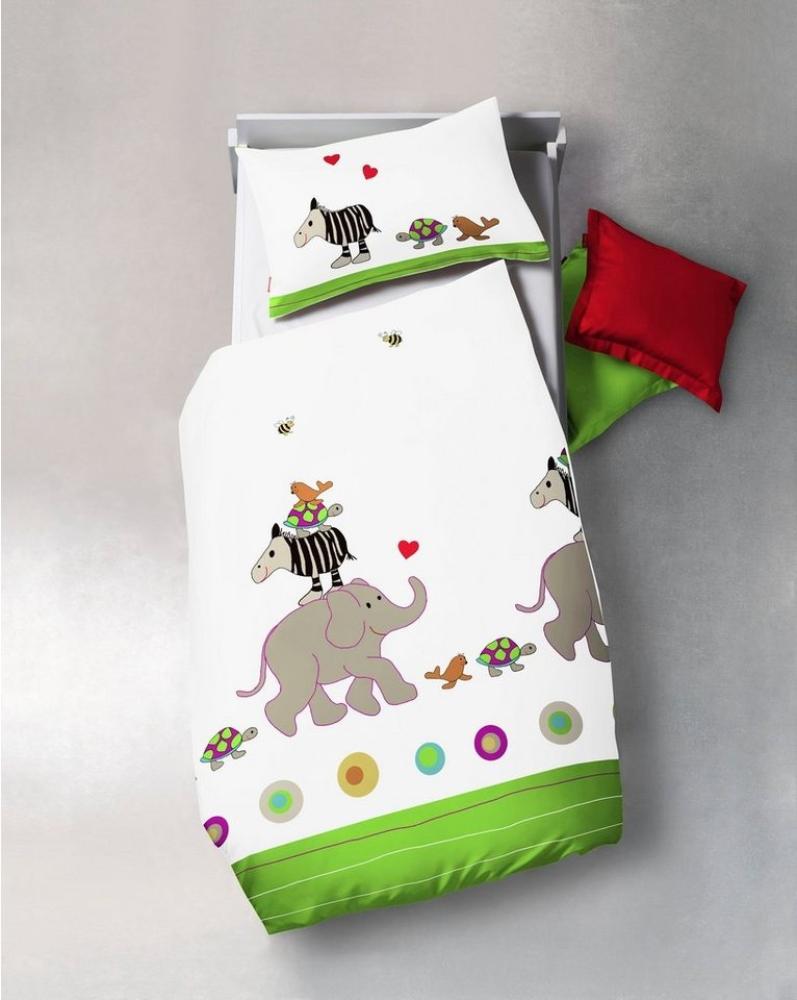 Fleuresse Kinder Baby Bettwäsche 100x135 cm Elefant Zerba Zoo grün weiß 143938-01 Bild 1