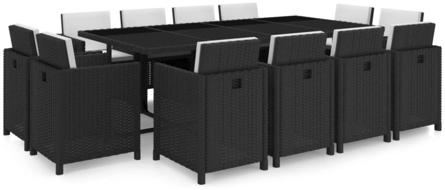 vidaXL 13-tlg. Garten-Essgruppe mit Auflagen Poly Rattan Schwarz 42551 Bild 1