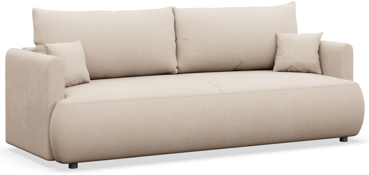 Selsey 'Ovo Mini' 3-Sitzer Schlafsofa mit Bettkasten, Chenille Easy-Clean, creme Bild 1