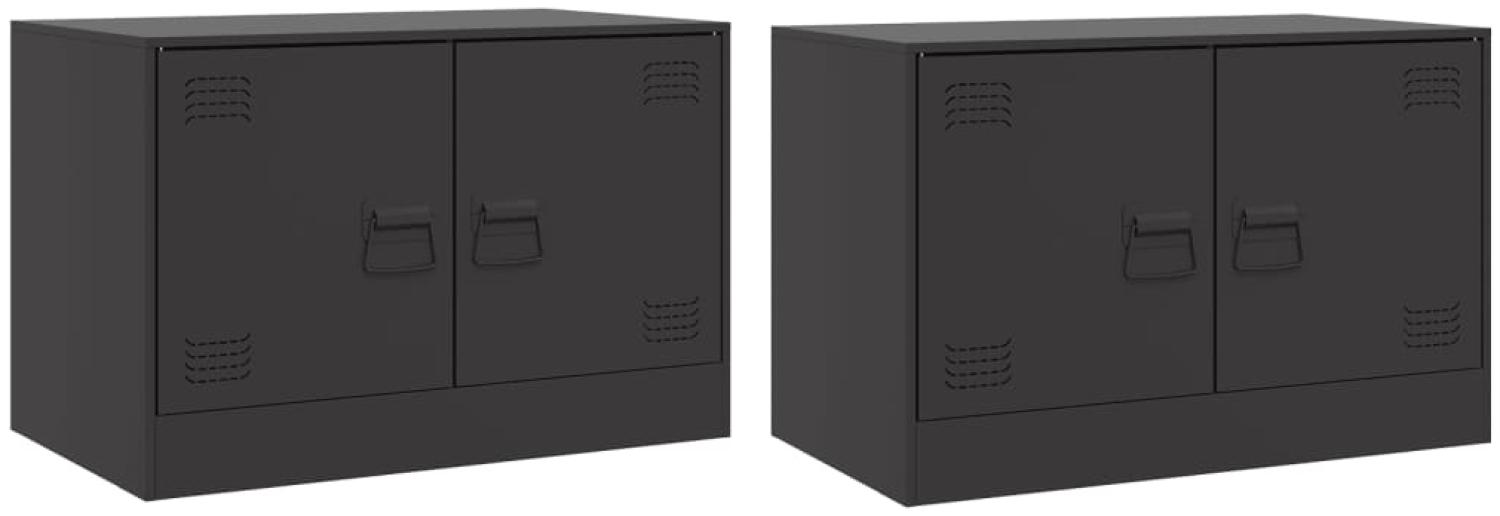 vidaXL TV-Schränke 2 Stk. Schwarz 67x39x44 cm Stahl 841632 Bild 1