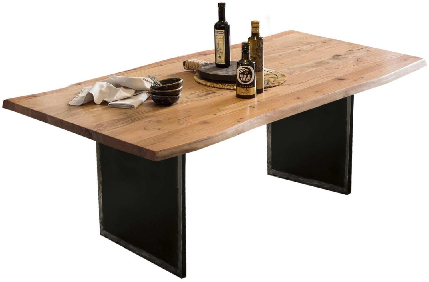 Esstisch TOPS & TABLES 100 x 200 x 75 cm Akazie Metall Natur Schwarz Bild 1