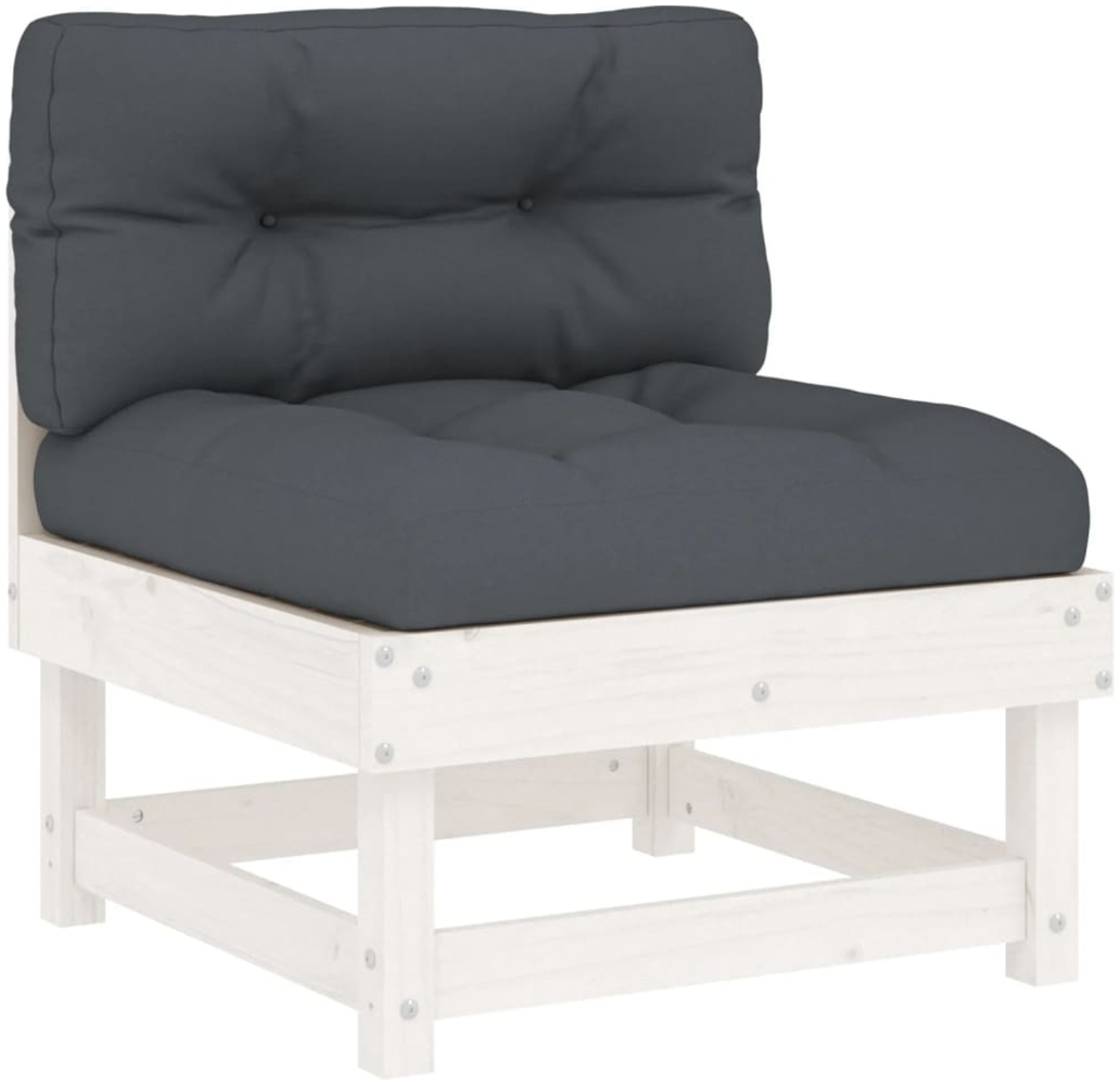 vidaXL Mittelsofa mit Kissen Weiß Massivholz Kiefer 825430 Bild 1
