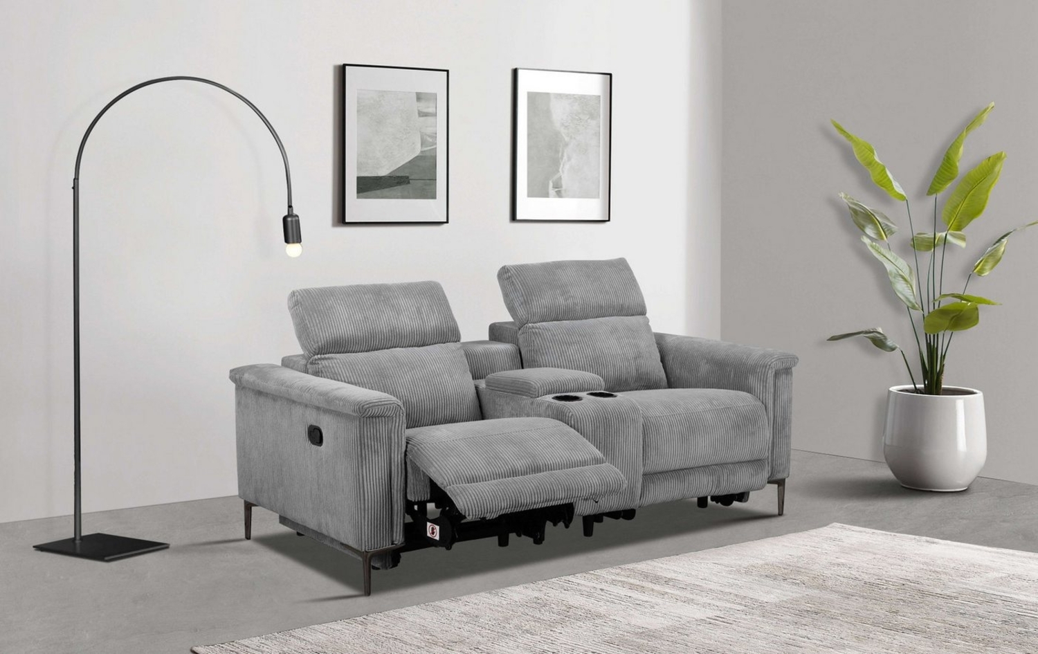 Places of Style 2-Sitzer Lund in Cord, 2er-Kinosofa, TV-Sessel, Multimedia-Sofa, m. elektrischer o. manueller Relaxfunktion, Getränkehalter u. Staufach Bild 1