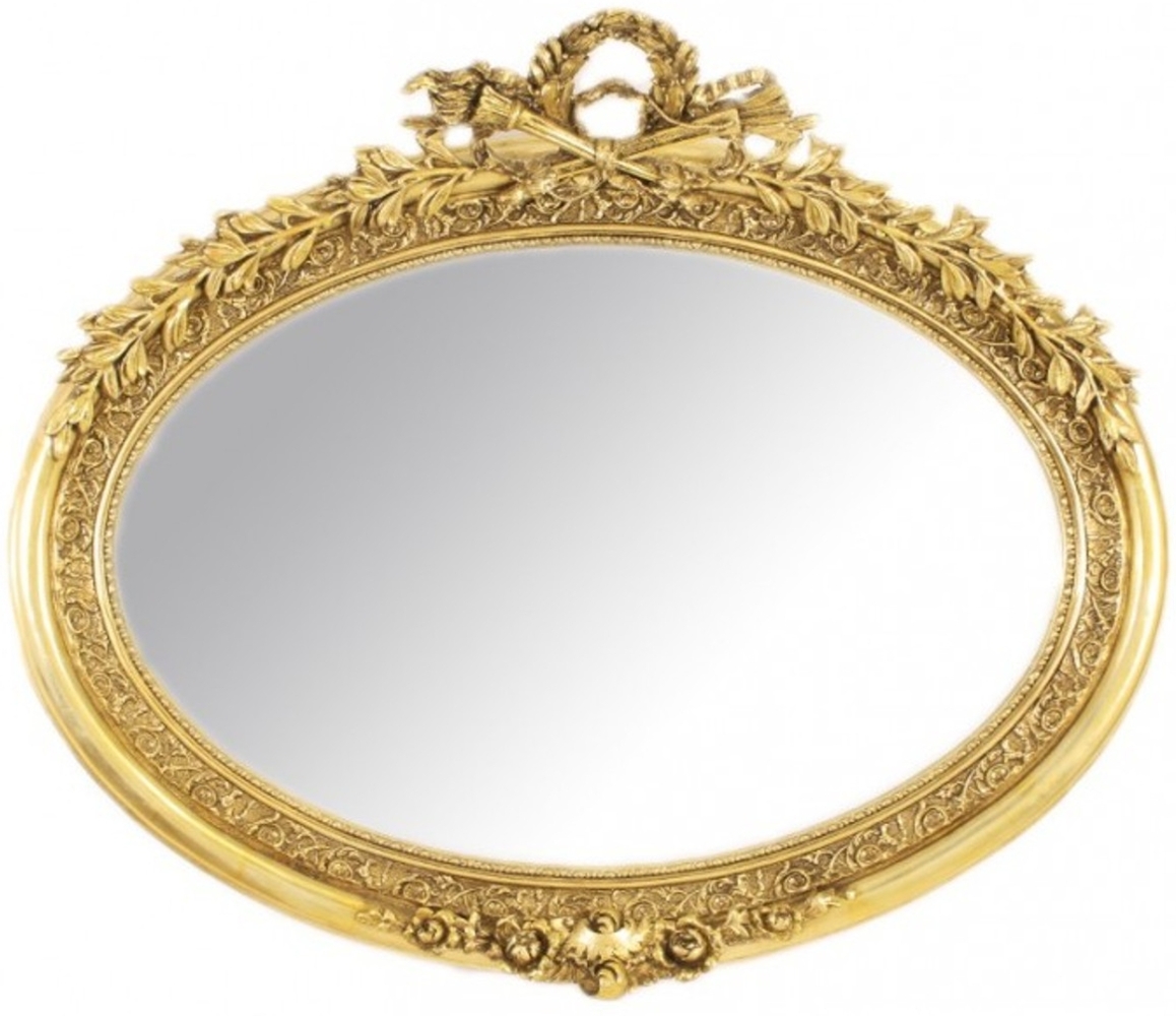 Casa Padrino Luxus Barock Wandspiegel Oval Gold - Massiv und Schwer - Goldener Spiegel Bild 1