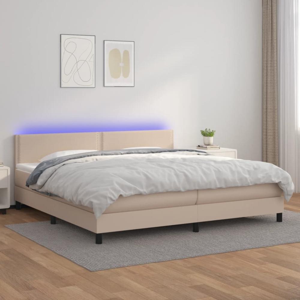 vidaXL Polsterbett mit Matratze & LED Cappuccino-Braun 200x200cm, Härtegrad: H2 [3134188] Bild 1