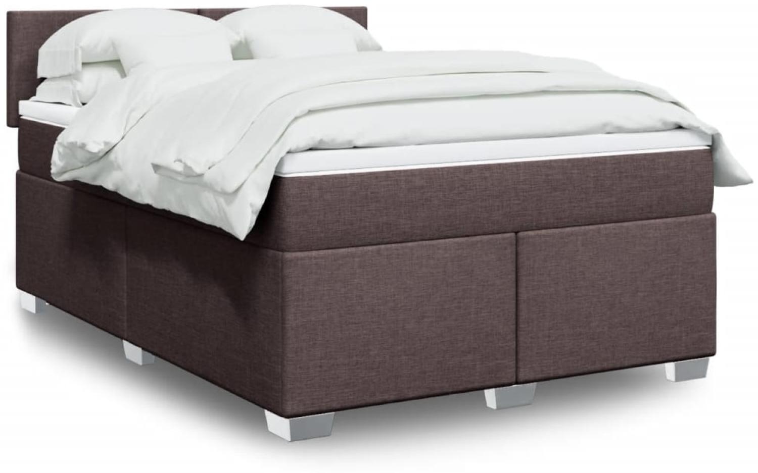 vidaXL Boxspringbett mit Matratze Dunkelbraun 160x200 cm Stoff 3288235 Bild 1