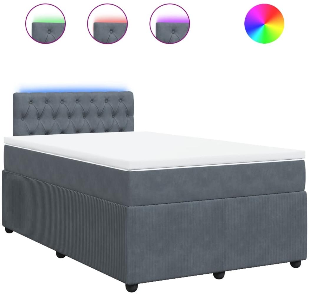 vidaXL Boxspringbett mit Matratze Dunkelgrau 120x190 cm Samt 3289993 Bild 1