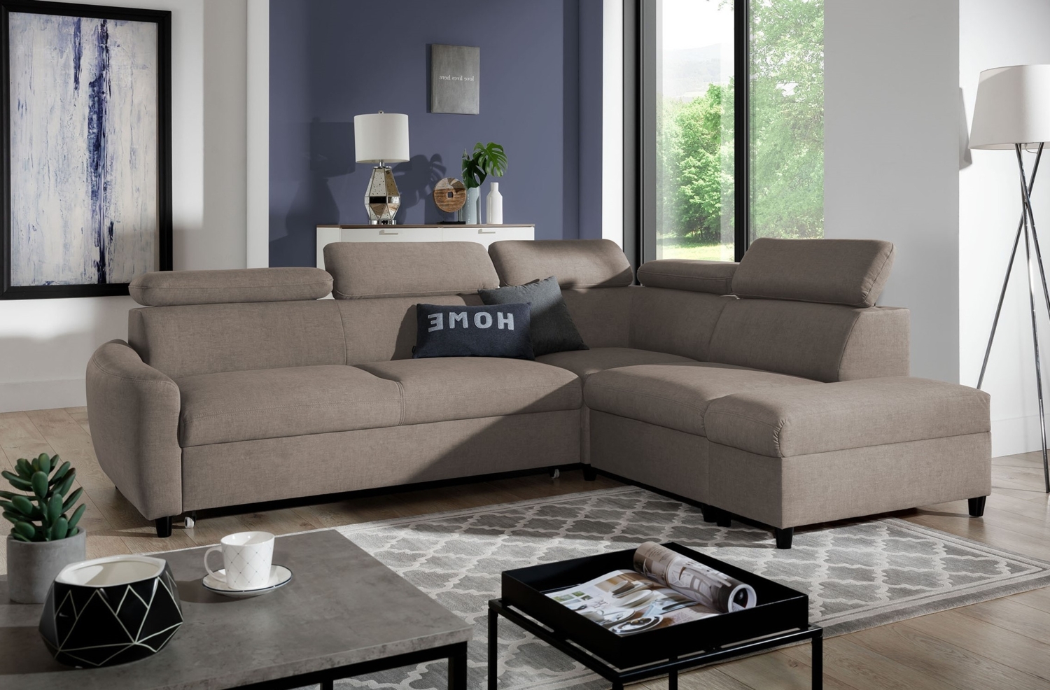 AX LIVING Ecksofa mit Schlaffunktion Braun Olettio L-Form 265 cm R Bild 1