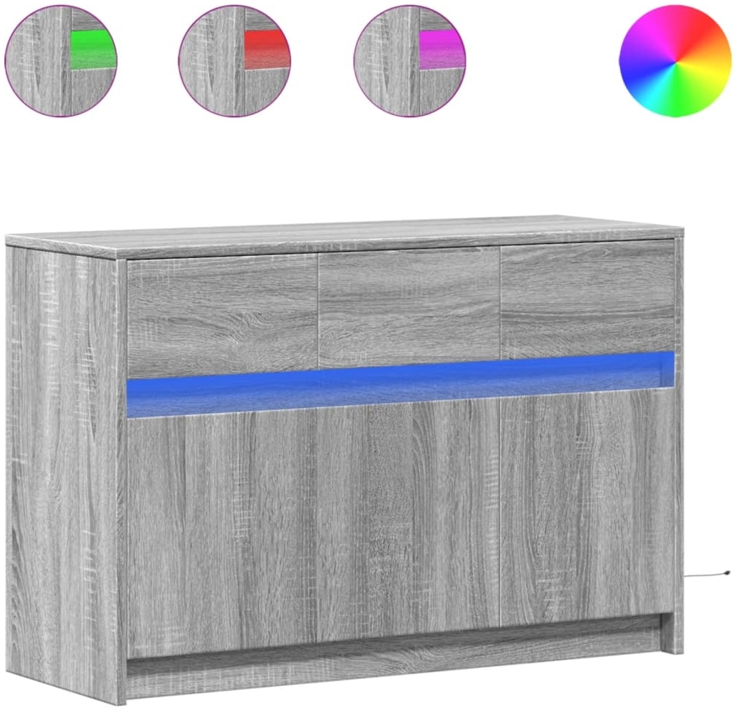 vidaXL TV-Schrank mit LED-Beleuchtung Grau Sonoma 91x34x61 cm 852185 Bild 1