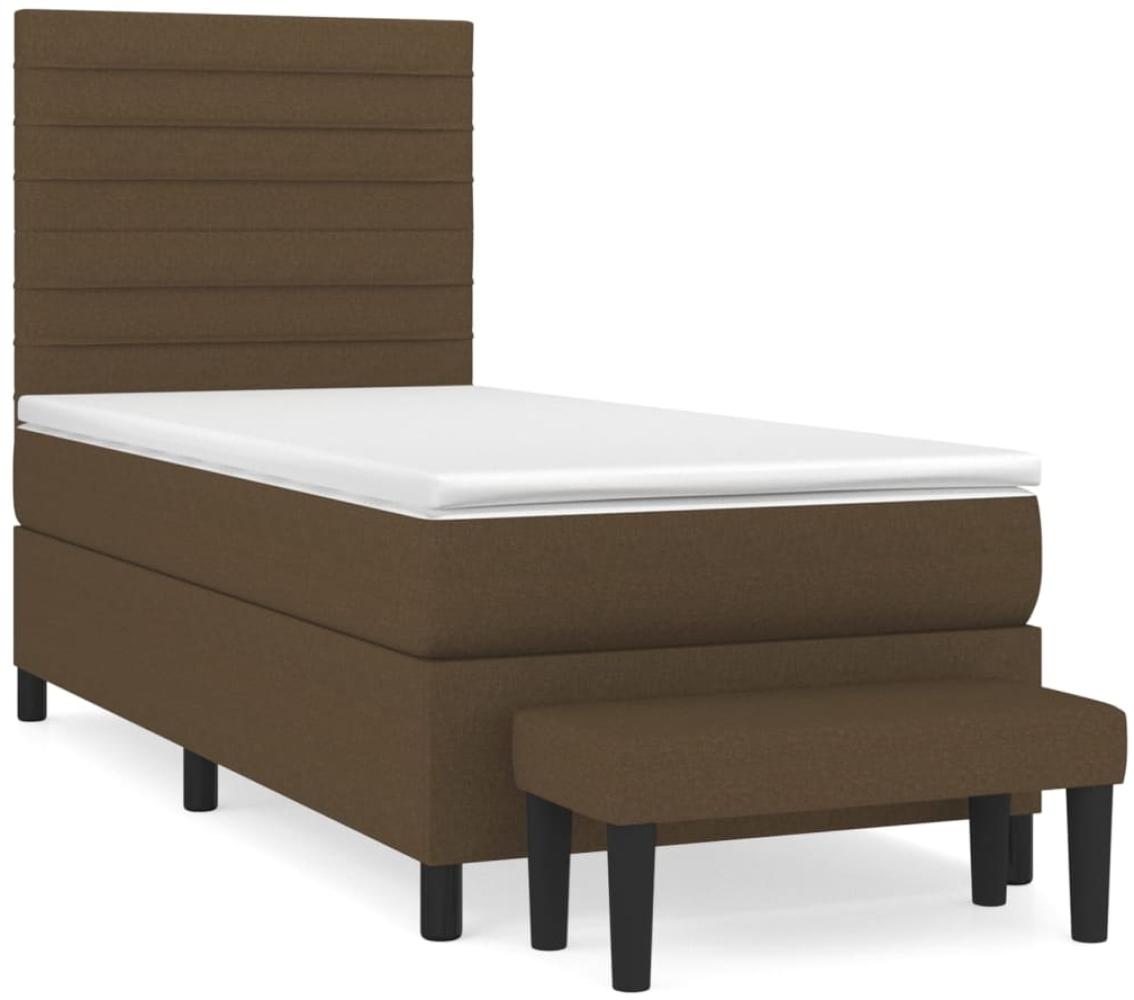 vidaXL Boxspringbett mit Matratze Dunkelbraun 80x200 cm Stoff, Härtegrad: H2 [3136632] Bild 1