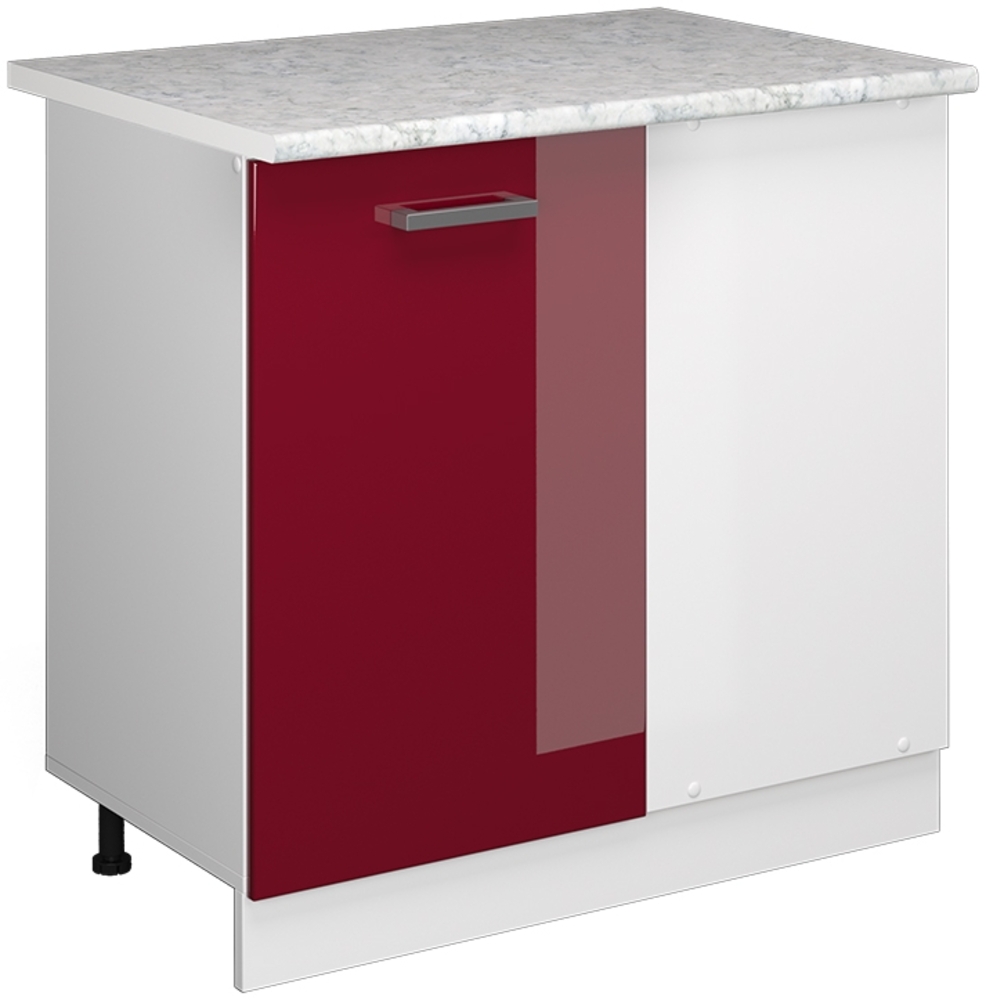 Vicco Eckunterschrank Bordeaux Hochglanz 86 cm, AP Marmor, R-Line Bild 1