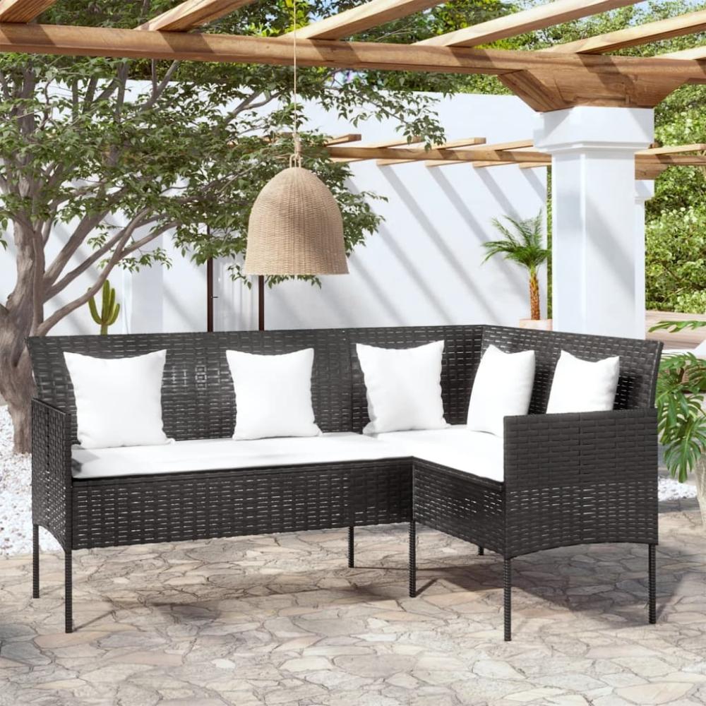 vidaXL Sofa in L-Form mit Kissen Poly Rattan Schwarz 318587 Bild 1