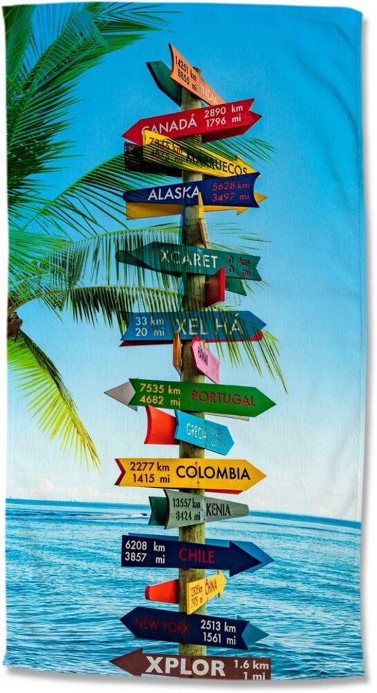 Good Morning Mikrofaser Strandtuch Liegetuch 100 X 180 cm Beach Sign bunt Bild 1