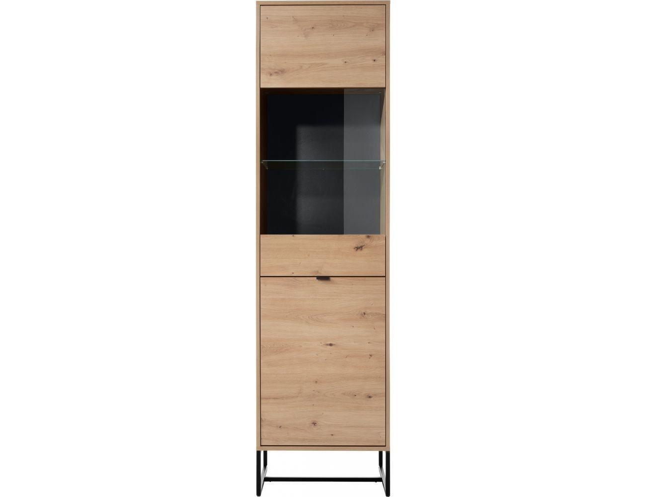 MOEBLO Vitrine KERI KWT53 (Gehärtetes Glas, Griffe und Füße aus Metall, Schrank für Wohnzimmer mit Türen Vitrinenschrank Glasvitrine) (BxHxT): 53x197x39 cm Bild 1