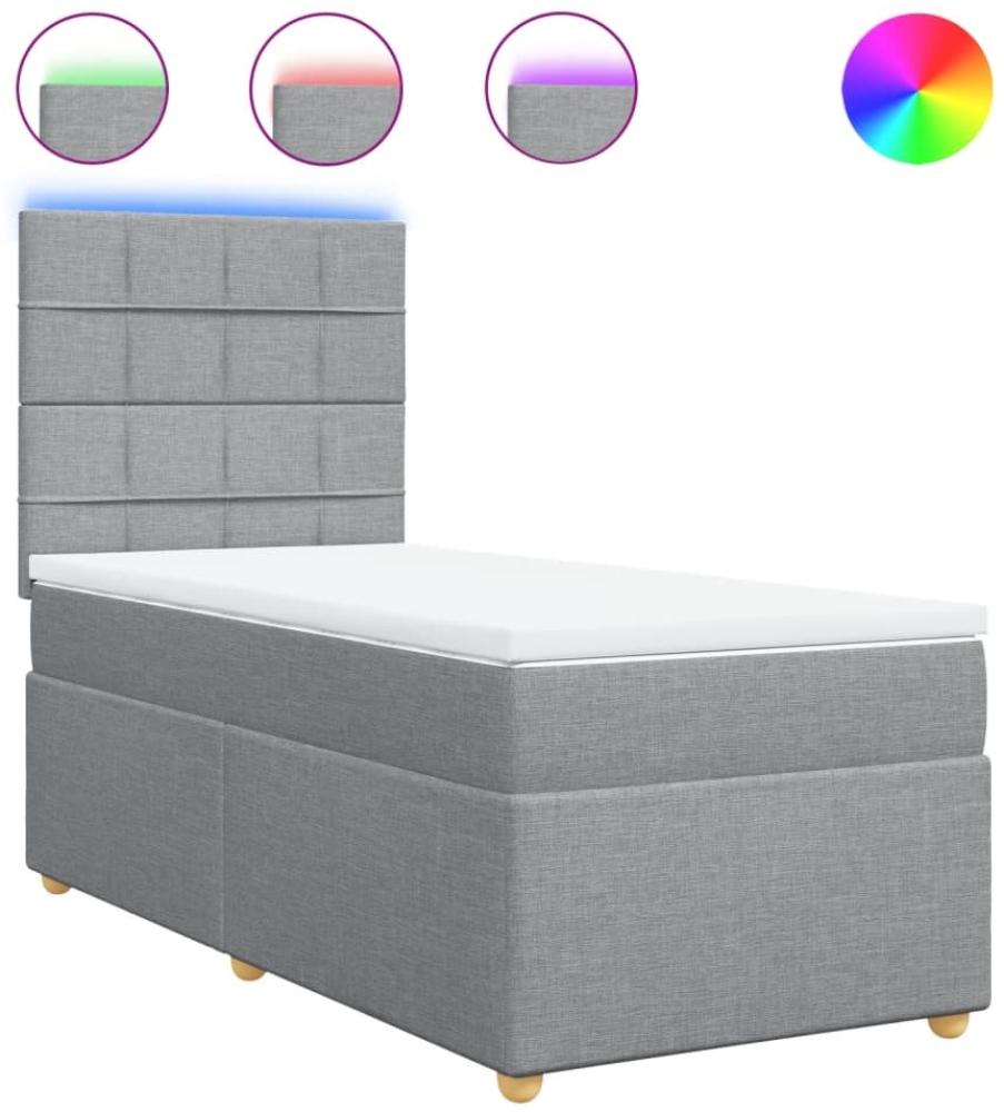 vidaXL Boxspringbett mit Matratze Hellgrau 90x190 cm Stoff 3293435 Bild 1