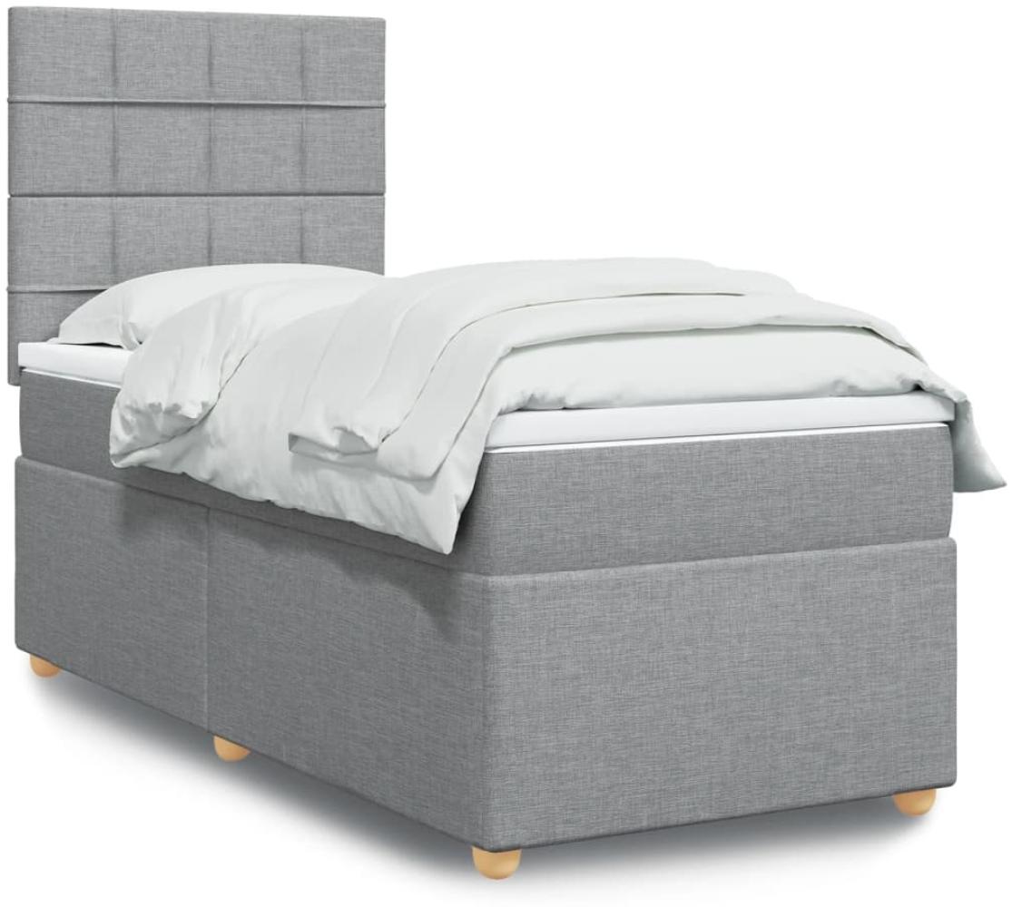 vidaXL Boxspringbett mit Matratze Hellgrau 90x190 cm Stoff 3293435 Bild 1