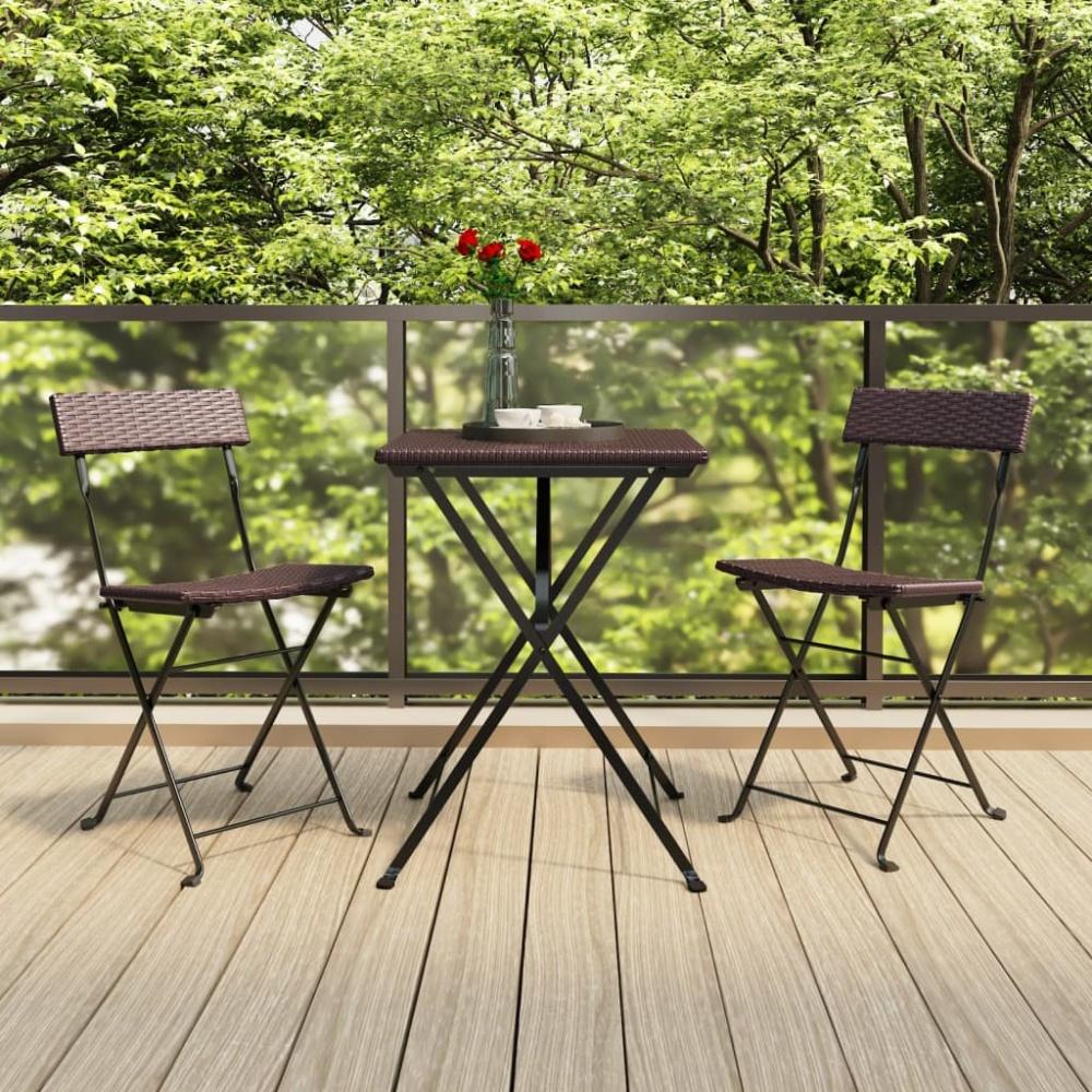 vidaXL 3-tlg. Bistro-Set Klappbar Braun Poly Rattan 319990 Bild 1