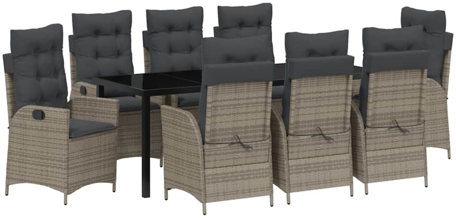 vidaXL Garten Essgruppe 9 pcs Grau Poly-Rattan 3380504 Bild 1