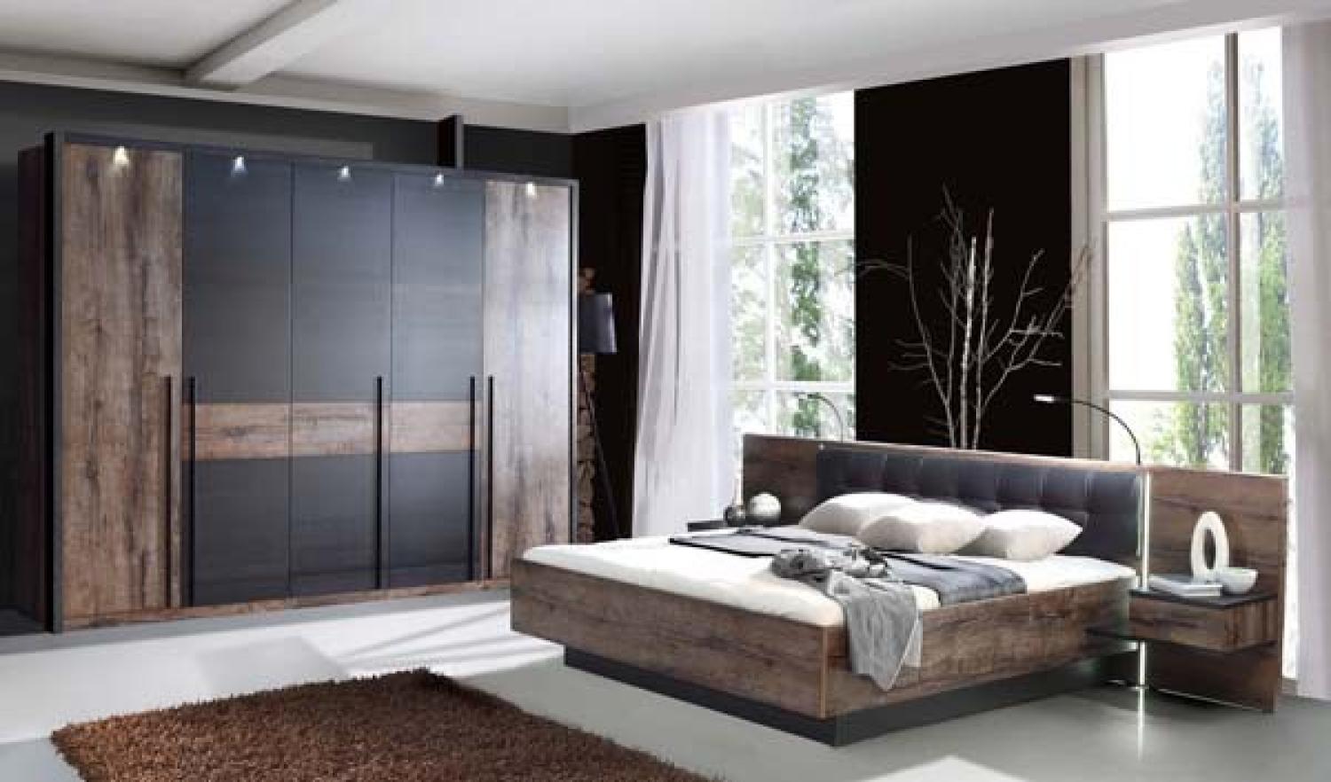 Schlafzimmer Bett + Kleiderschrank schlammeiche schwarzeiche Bild 1