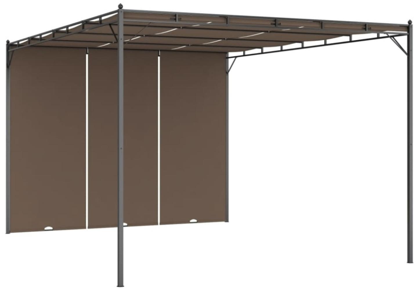 vidaXL Gartenpavillon mit Seitenvorhang, Stahl/Polyester Taupe, 4 x 3 x 2,25 m Bild 1