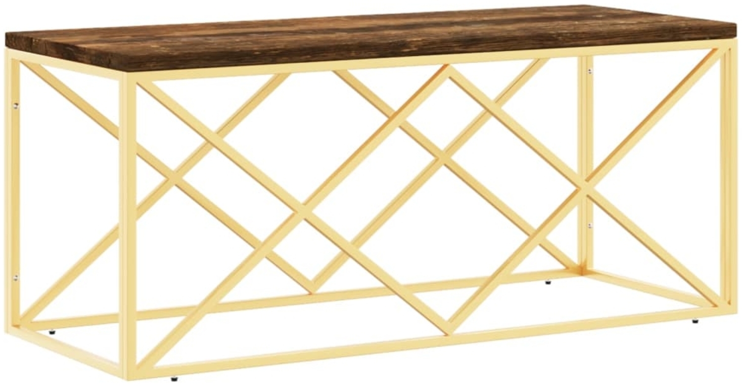 vidaXL Couchtisch Edelstahl und Altholz Massiv 349966 Bild 1