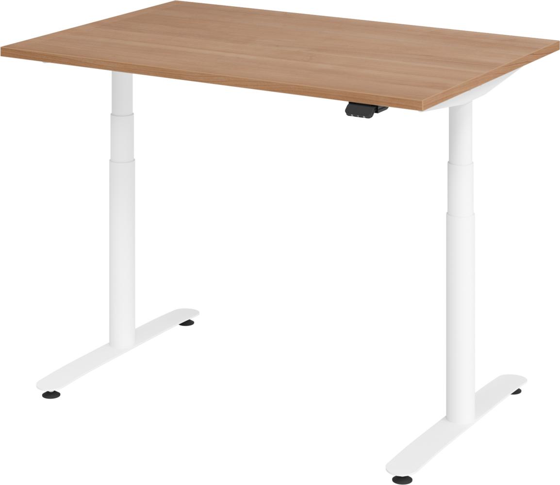 bümö® smarter Schreibtisch Serie-XDLR elektrisch höhenverstellbar mit App-Steuerung 120 x 80 cm in Nussbaum / Weiß Bild 1