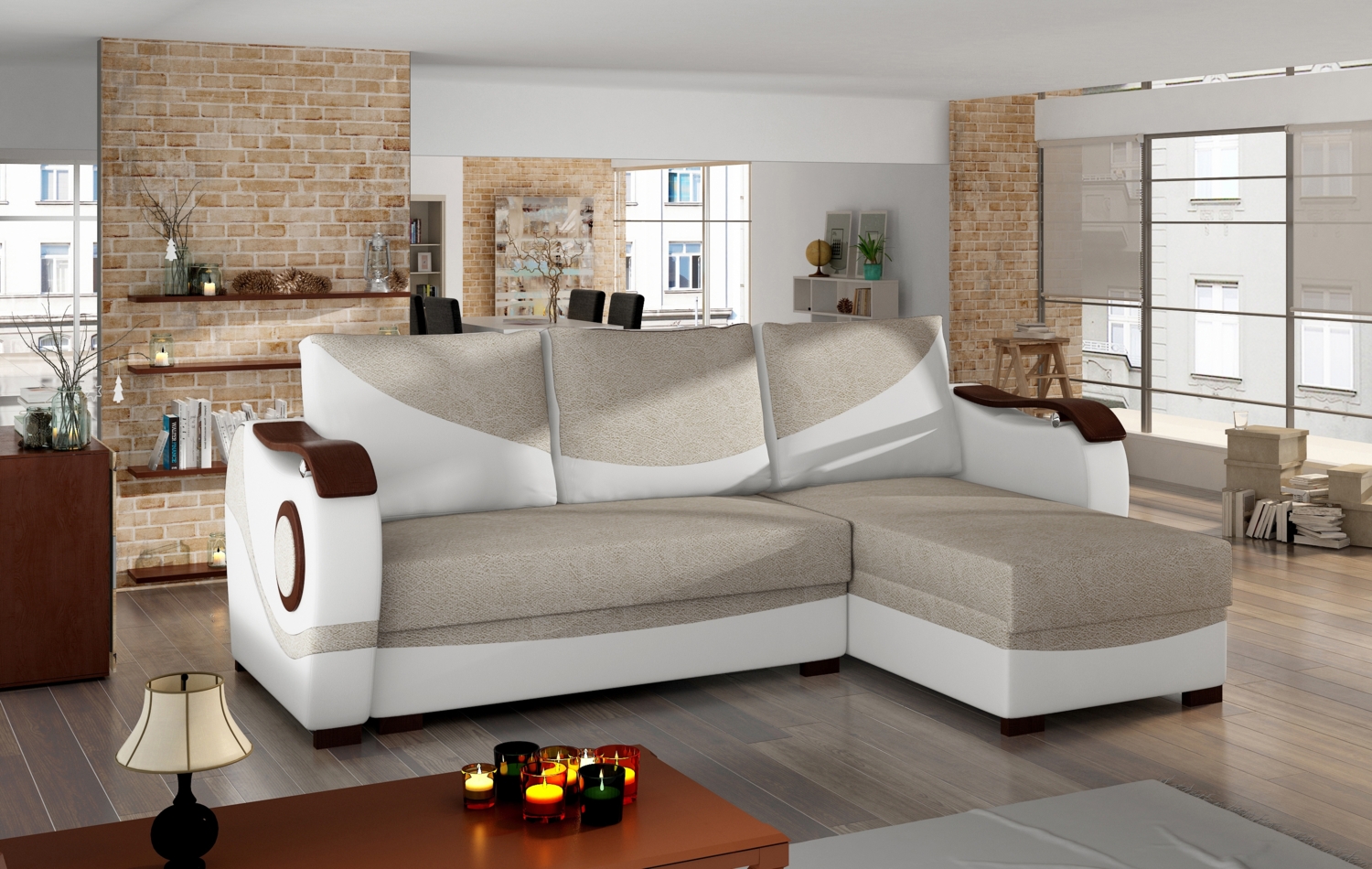 Puerto, Ecksofa, Eckcouch, Beige Bild 1