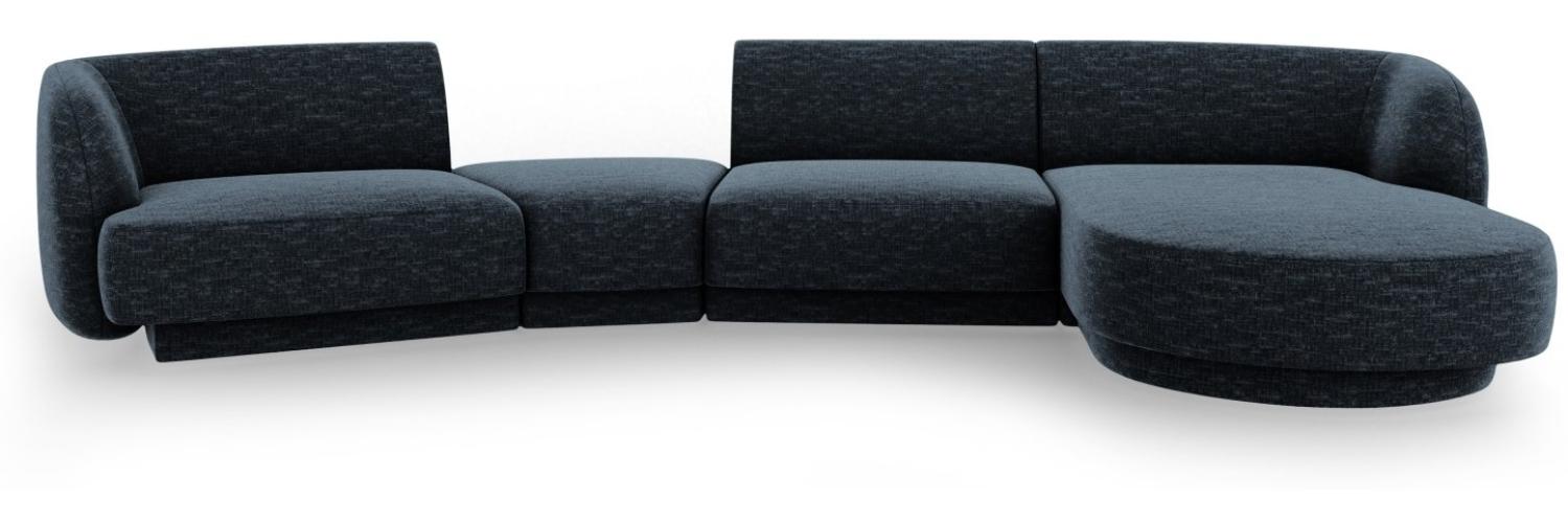 Micadoni Modulares Sofa Miley mit Recamiere 4-Sitzer Rechts Chenille Königsblau Bild 1