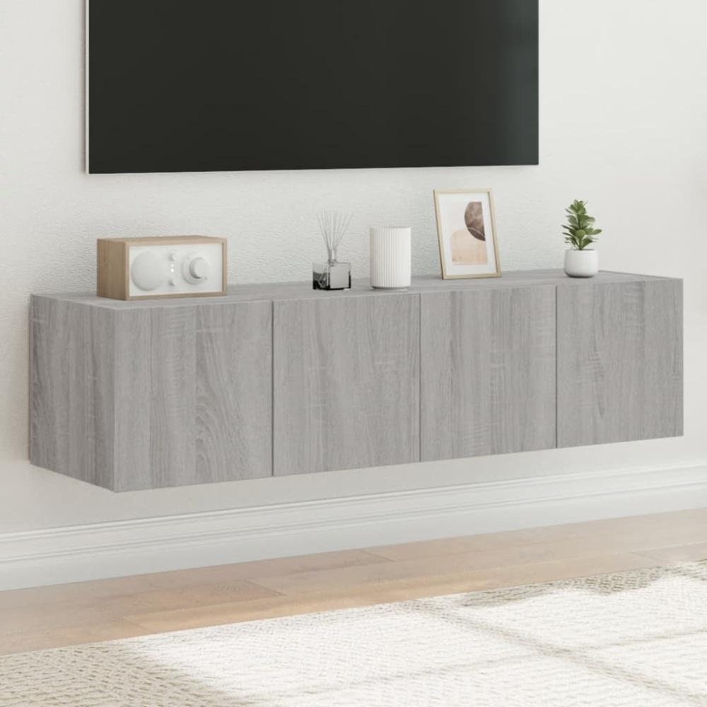 vidaXL TV-Wandschränke mit LED-Leuchten 2 Stk. Grau Sonoma 60x35x31 cm 837278 Bild 1