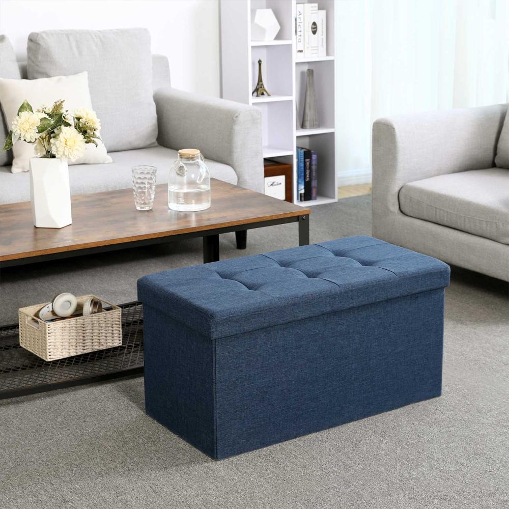 Hansiro Sitztruhe Sitzbank 76 x 38 x 38 cm bis 300 kg belastbar Marineblau Bild 1