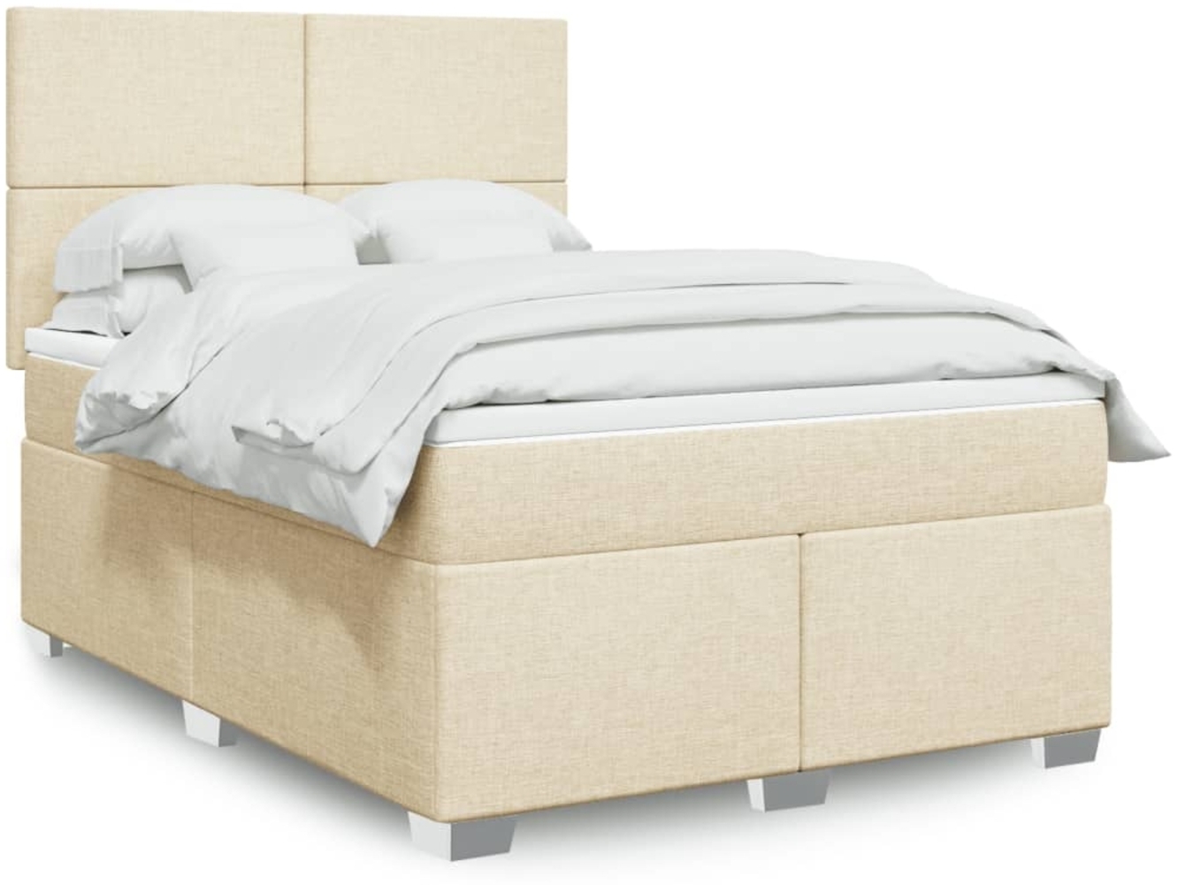 vidaXL Boxspringbett mit Matratze Creme 160x200 cm Stoff 3292837 Bild 1