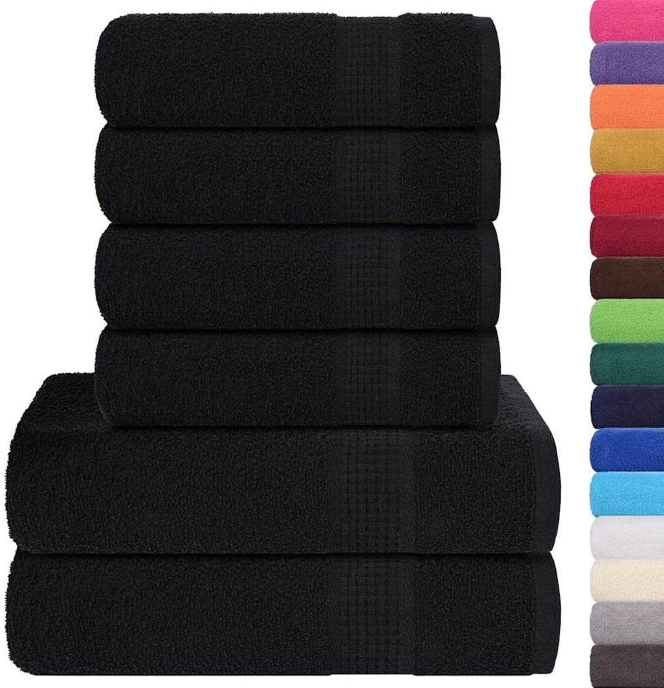 vidaXL 6-tlg. Handtuch-Set Schwarz 360 g/m² 100% Baumwolle 137090 Bild 1