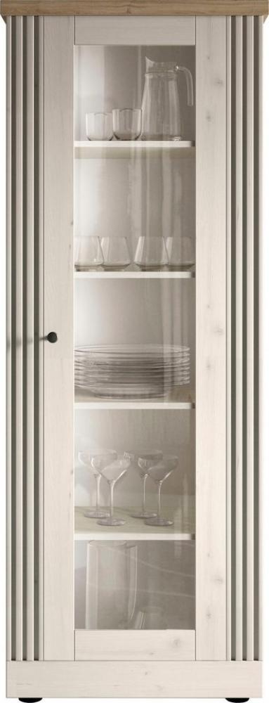 Home affaire Vitrine Country Höhe 192 cm, Hochschrank mit 1 Tür, Anrichte, Standvitrine im Landhausstil, viel Strauraum, mit Metallgriff, MDF Rahmen Bild 1