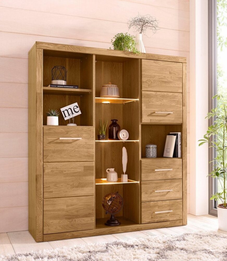 Home affaire Highboard Ribe, Breite 130 cm mit 2 Holztüren Bild 1