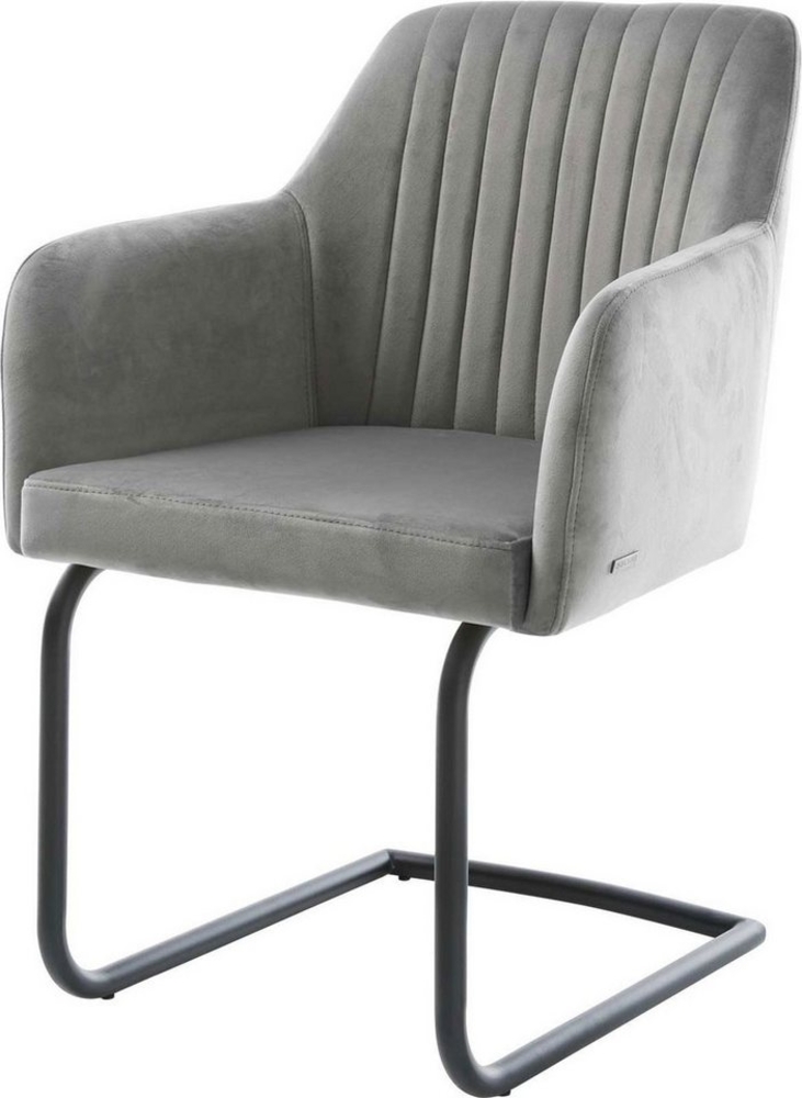 Freischwinger Greg-Flex Samt Grau Freischwinger rund Schwarz Taschenfederkern Bild 1