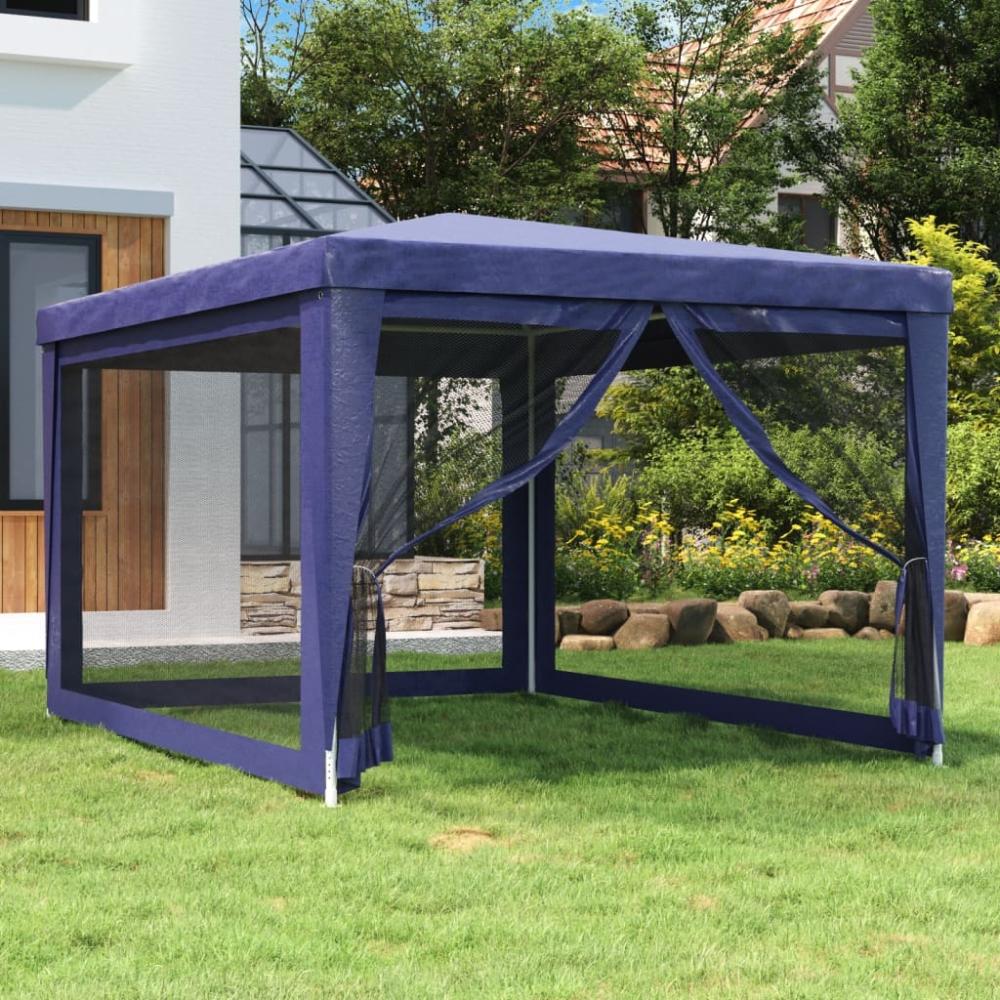 vidaXL Partyzelt mit 4 Mesh-Seitenwänden Blau 3x4 m HDPE 319232 Bild 1