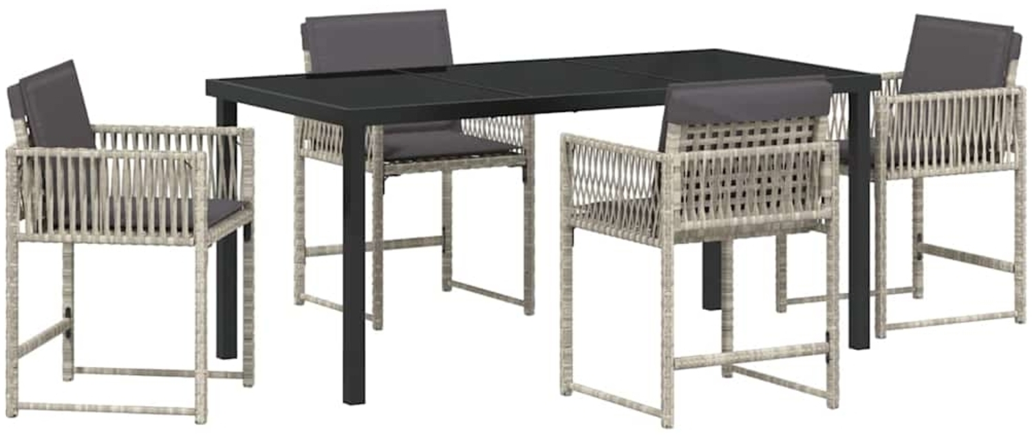 vidaXL Garten Essgruppe 5 pcs Hellgrau Poly-Rattan 3380763 Bild 1
