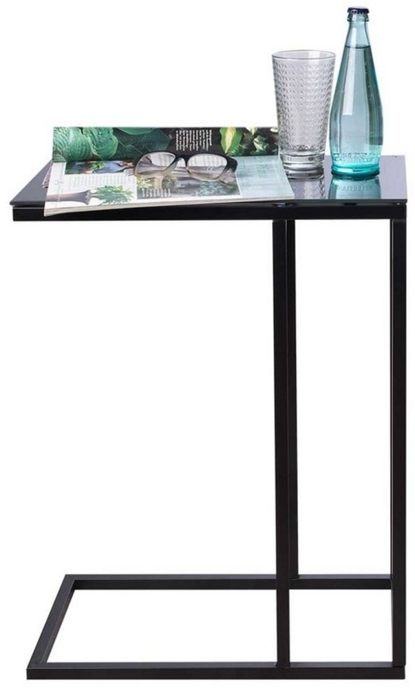 casa NOVA Beistelltisch, 46 x 60 cm, Schwarz, Hartglasplatte, Metall, Belastbar bis max. 4 kg Bild 1