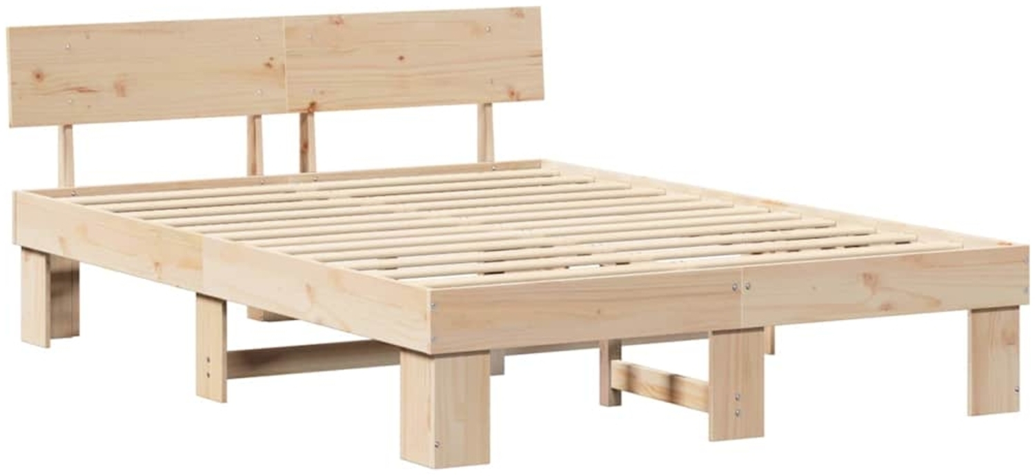 vidaXL Bettrahmen mit Kopfteil Natur 150 x 200 cm Massives Kiefernholz 872563 Bild 1