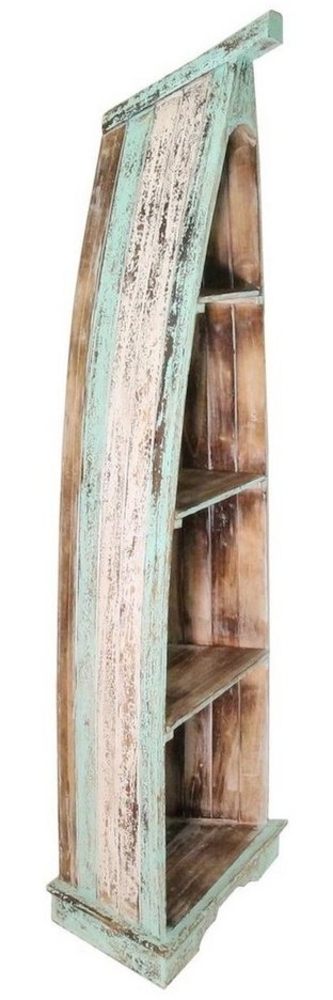 Oriental Galerie Standregal Boot Regal mit Steg Natur Türkis Model Nana groß Bild 1