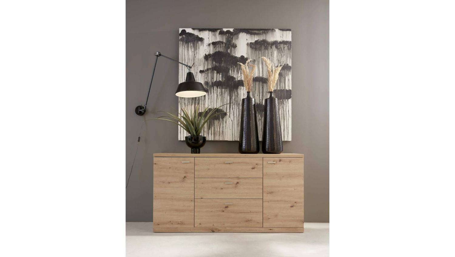 Stylefy Ermuda Kommode Eiche Artisan Hochglanz Bild 1
