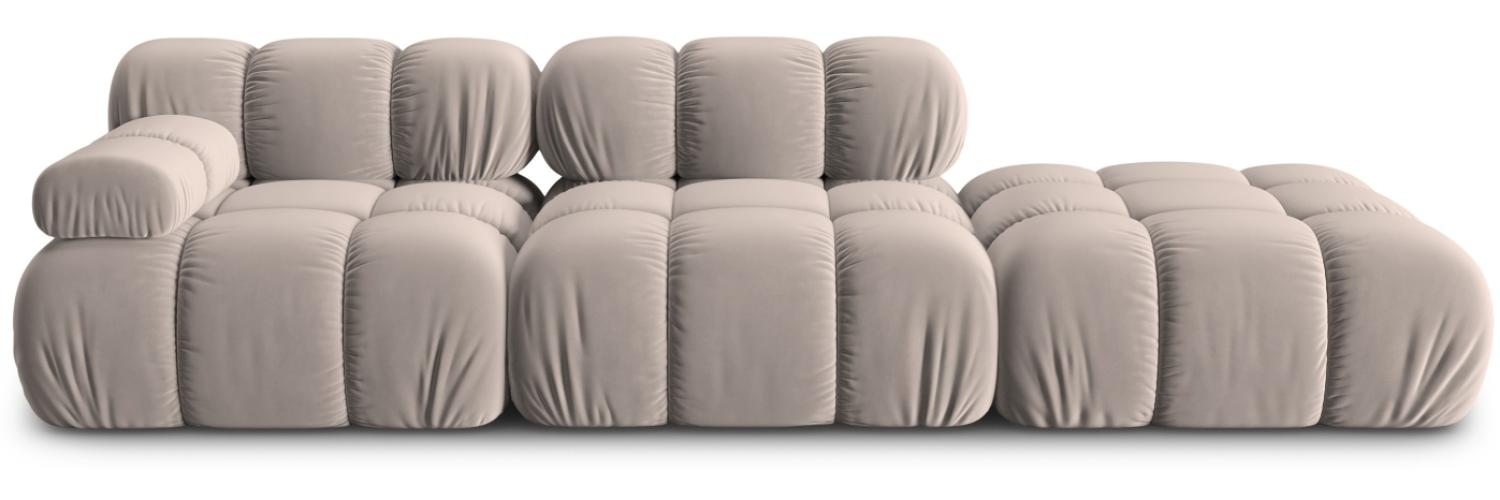 Micadoni Modulares Sofa Bellis 4-Sitzer Rechts Samtstoff Beige Bild 1